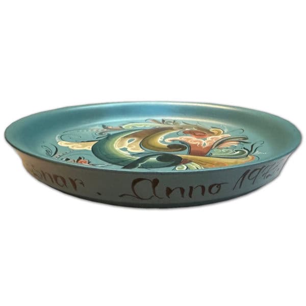 Blue Norwegian Wooden Rosemaling Bowl