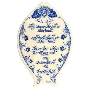 Norwegian Mid-Century Porcelain Platter Trivet – Fish with Poem