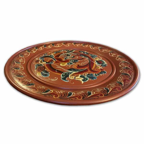 Large Norwegian Wooden Rosemaling Platter - Image 2