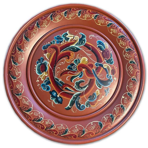 Large Wooden Norwegian Rosemaling Platter