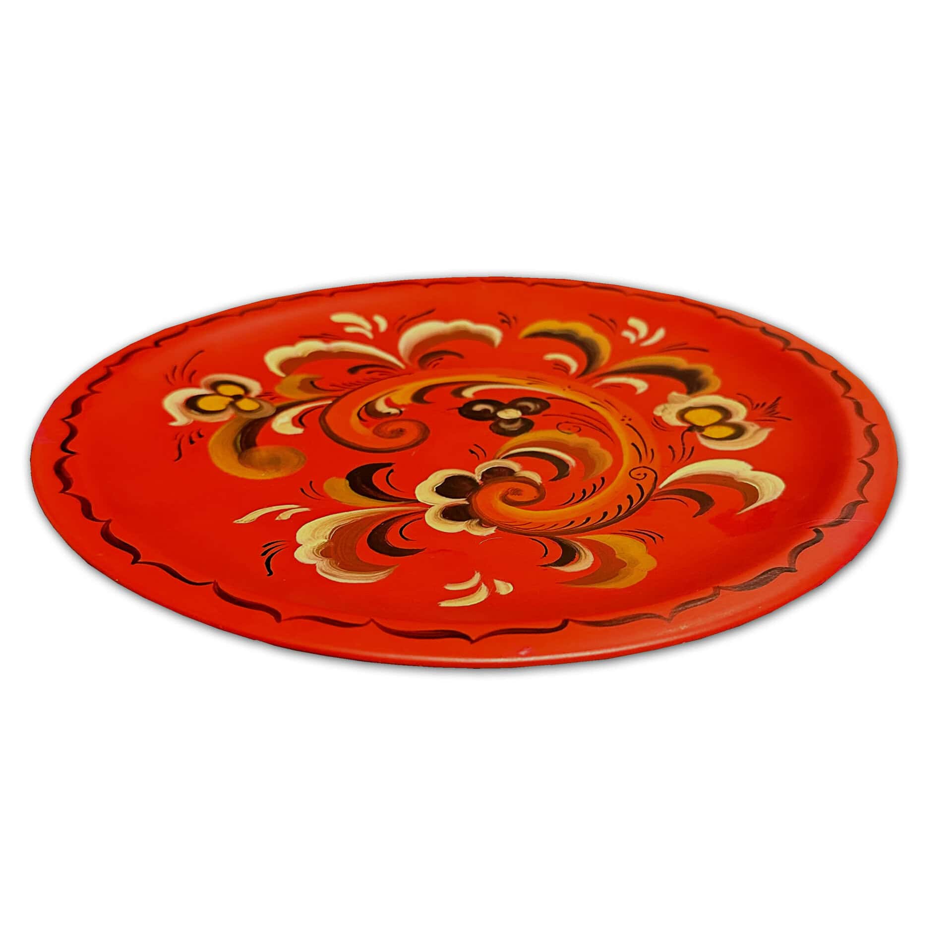 Red Wooden Rosemaling Plate - Image 3