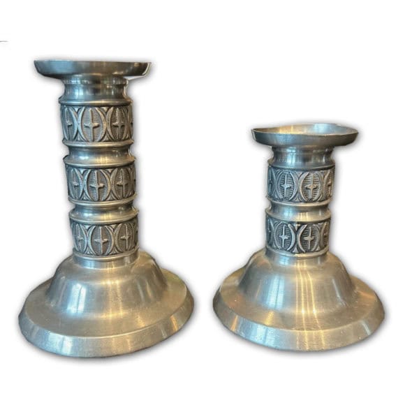 Set of Midcentury Pewter Norwegian Candleholders - Image 2