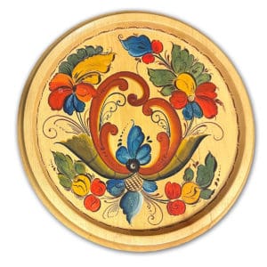 Wooden Norwegian Rosemaling Plate