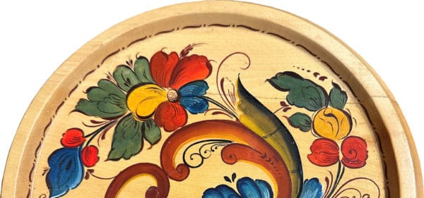 Wooden Norwegian Rosemaling Plate