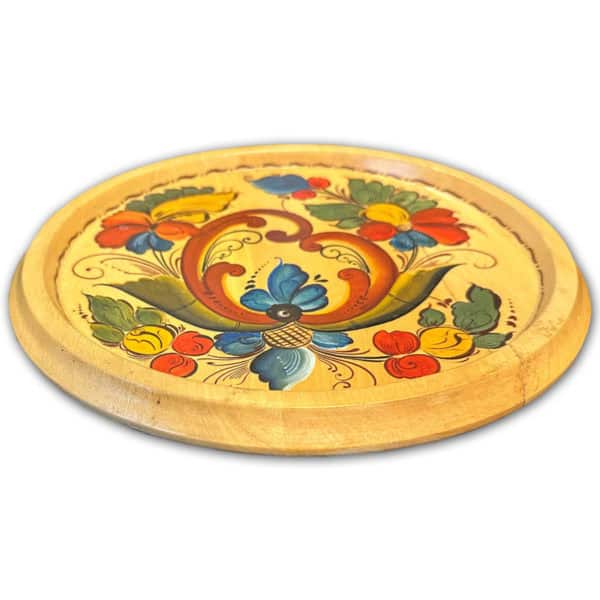 Wooden Norwegian Rosemaling Plate