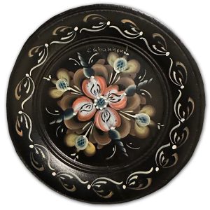 Small Black Rosemaling Plate