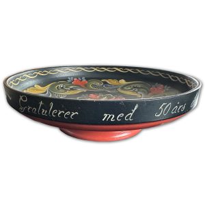 Norwegian Wooden Rosemaling Pedestal Bowl